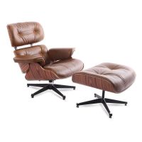 Eames lounge chair + ottoman bruin PU wax leder