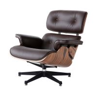 Eames lounge chair + ottoman donkerbruin leder