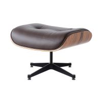 Chaise Eames Lounge Chair + tabouret  cuir marron foncé