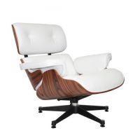 Eames Lounge Chair + Ottoman wit leder