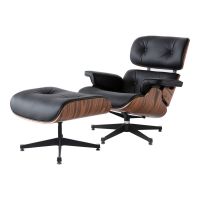 Chaise longue Eames + ottoman noir