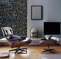 Chaise longue Eames + ottoman noir