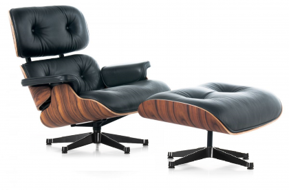 Chaise longue Eames + ottoman noir